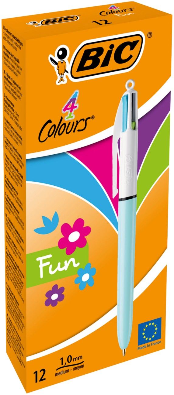 Bic 4 Colours Fun Retractable Ballpoint Pen (12 Pack) 887777 - Image 1
