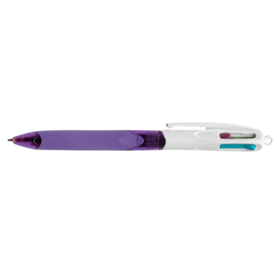 BIC 4 Colours Grip Blue Green Pink Purple Clip-on retractable ballpoint pen Medium 12 pc(s) - Thumbnail 2