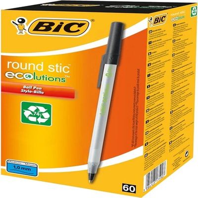 BIC Ecolutions Black Stic Ball Pen Pack of 60