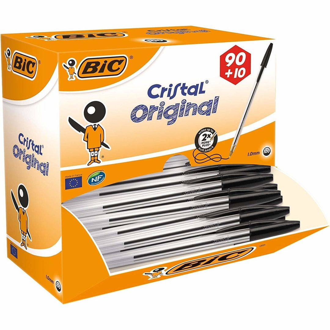 BIC Cristal Black Stick ballpoint pen Medium 100 pc(s) - Image 1