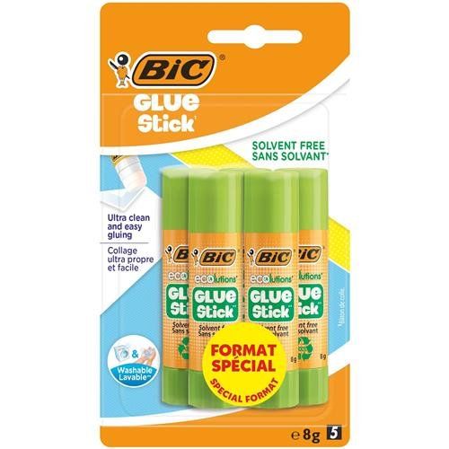 Bic Ecolutions Glue Stick Washable and Solvent Free 8g (Pack 5) - 9049263 - Image 1
