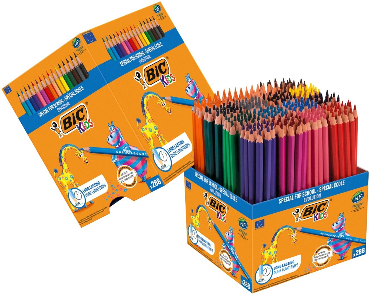 Bic Kids Evolution Eco Colouring Pencils Assorted (Pack of 288) 907901 - Image 1