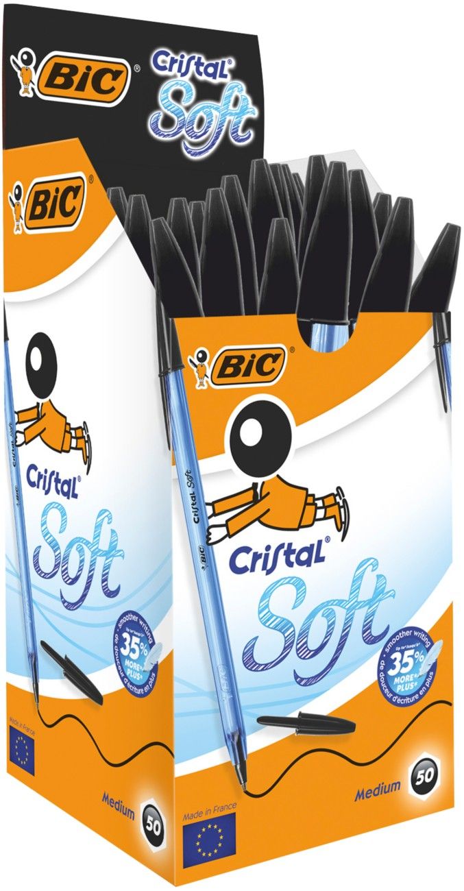 BIC Cristal Soft Black Stick ballpoint pen Medium 50 pc(s) - Image 1