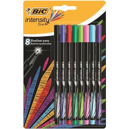 BIC Intensity Fineliner Pen 0.8mm Tip 0.4mm Line Assorted Colours (Pac - Image 1