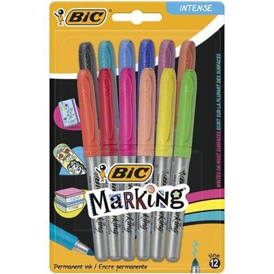 BIC Marking permanent marker Bullet tip Black. Blue. Light Blue. Light