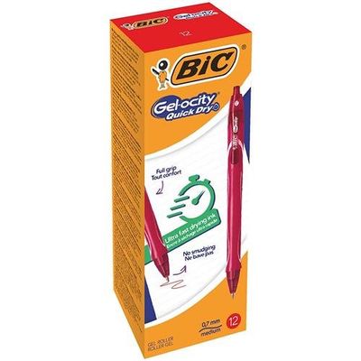 BIC Gel-ocity Quick Dry Red Clip-on retractable ballpoint pen Medium 12 pc(s) - Thumbnail 2