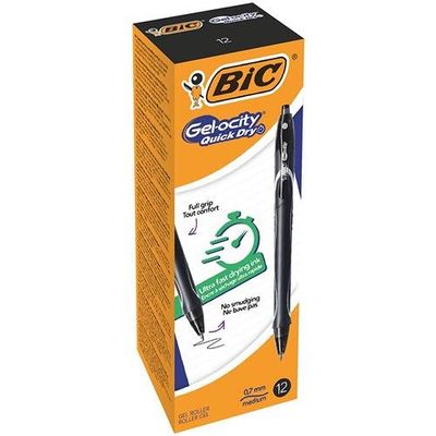 BIC Gel-ocity Quick Dry Black Clip-on retractable ballpoint pen Medium