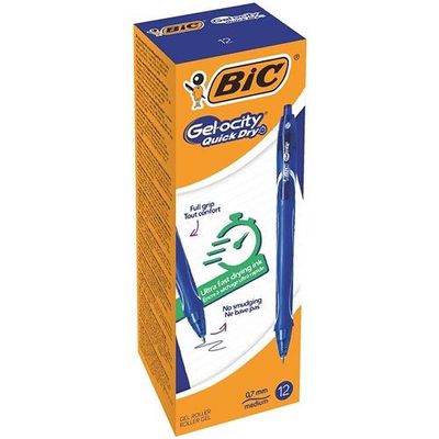 BIC Gel-ocity Quick Dry Blue Clip-on retractable ballpoint pen Medium
