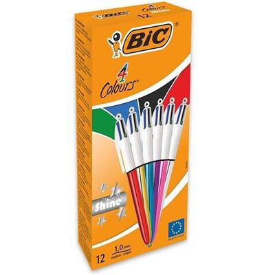 BIC 4 Colours Shine Black. Blue. Green. Red Clip-on retractable ballpo