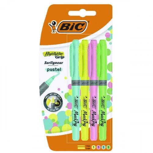 BIC Highlighter Grip Pastel marker 4 pc(s) Chisel tip Blue. Green. Pin - Image 1