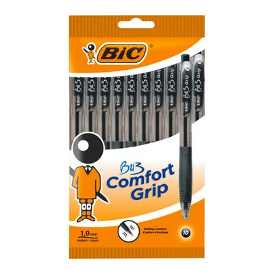 Pack of 10 BIC BU3 Comfort Grip Pens