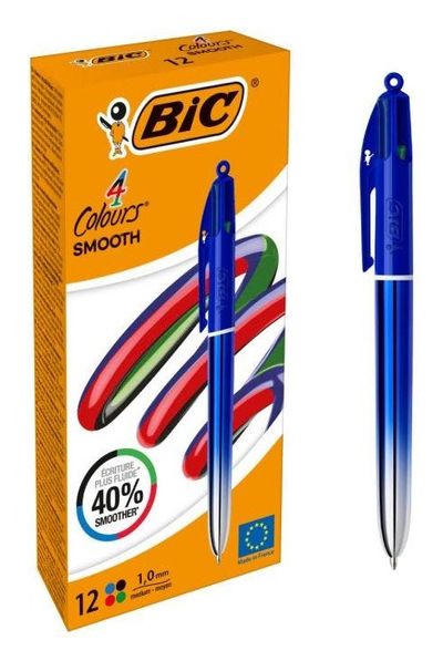 BIC Colors Smooth Black. Blue. Green. Red Twist retractable ballpoint
