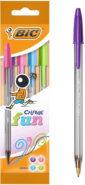 BIC Cristal FUN Assorted 1.6mm Ballpoint Pen (Pack 4) - 524173