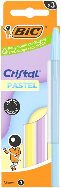 Pack of 3 BIC Cristal Pastel Ballpoint Pens
