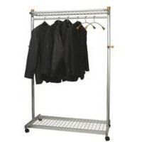 Alba Lux Mobile Garment Rack Silver Grey and Wood - Supplied with 6 Ha
