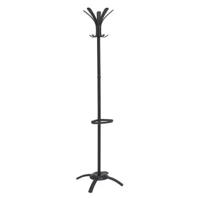 Alba Coat Stand 5 Pegs Plus 5 Mini Pegs Steel H175cm Black - PMCLEO N