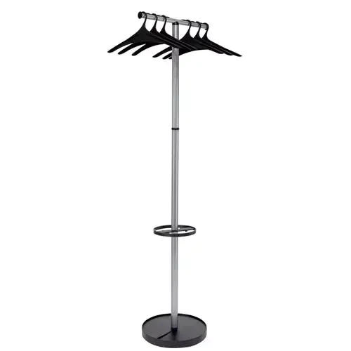 Alba Wave Coat Stand Silver Grey and Black - Supplied with 6 Hangers - PMWAVE2 - Image 1