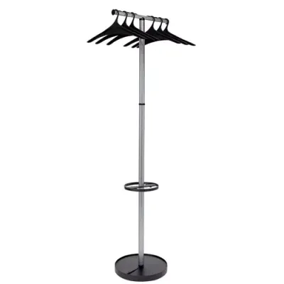 Alba Wave Coat Stand Silver Grey and Black - Supplied with 6 Hangers - PMWAVE2