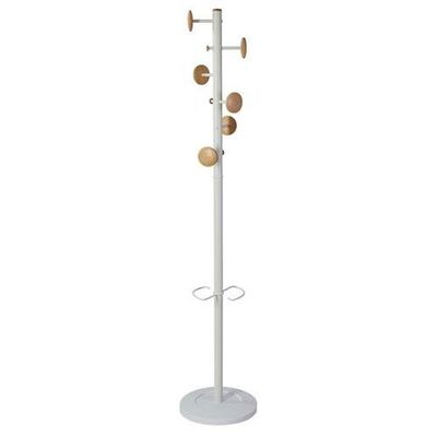 Alba Music Coat Stand 6 Pegs Wood and White - PMMUSIC BC