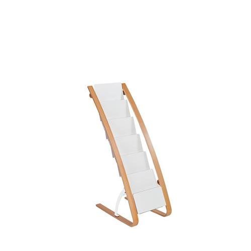 Alba Wooden Floor Stand 6 Shelves A4 Format Literature Display H930 x W340 x D500mm Light Wood/White - DDEXPO6W BC - Image 1