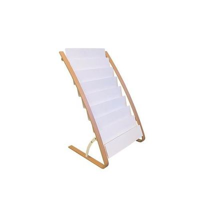 Alba Wooden Floor Stand 8 x 2 Compartments A4 Format Literature Display H930 x W580 x D500mm Light Wood/White - DDEXPO8W BC