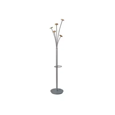 Alba Festival Coat Stand 5 Pegs Silver Grey and Light Wood - PMFESTW M
