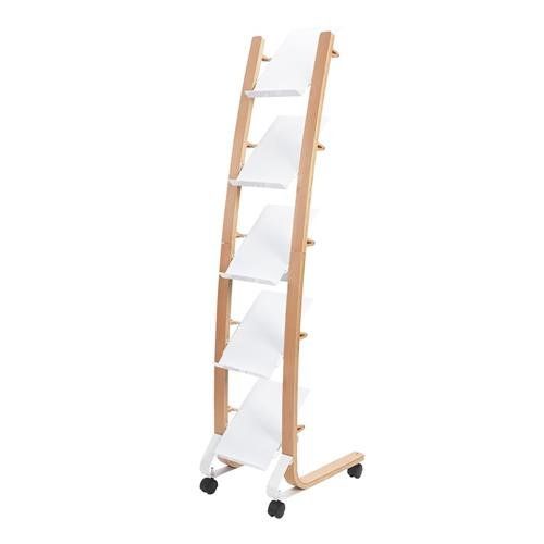 Alba Mobile Wooden Floor Stand 5 Shelves A4 Format Literature Display H1650 x W360 x D520mm Light Wood/White - DD5PMW BC - Image 1