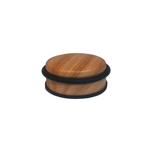 Alba 1Kg Weighted Door Wedge Steel/Elastomer 105 x 52 x 105mm Wood/Black - DOORSTOP W - Image 1