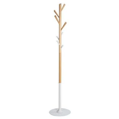 Alba Tree Coat Stand 8 Coat/Accessory Hooks Natural Wood/White - PMTREE BC
