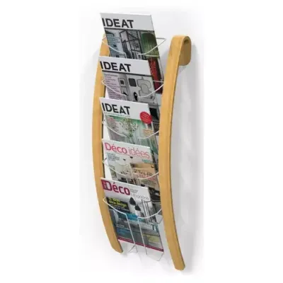 Alba 5-compartment wood and white wall display unit - Thumbnail 2