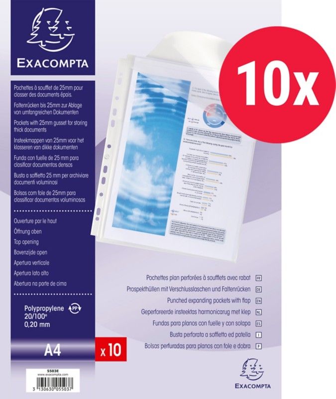 Exacompta 5503E sheet protector 210 x 297 mm (A4) Polypropylene (PP) 10 pc(s) - Image 1