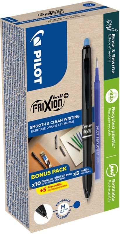 Pilot Greenpack Frixion Ball+ Erasable Blue Pen & Refills (Pack 10 Pens + 10 Refills) - WLT440037 - Image 1