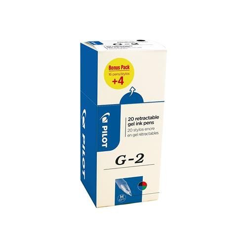 Pilot G-207 Retractable Gel Rollerball Pen 0.7Mm Tip 0.39Mm Line Black/Blue/Green/Red (Pack 20) - 3131910516491 - Image 1