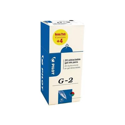 Pilot G-207 Retractable Gel Rollerball Pen 0.7Mm Tip 0.39Mm Line Black/Blue/Green/Red (Pack 20) - 3131910516491