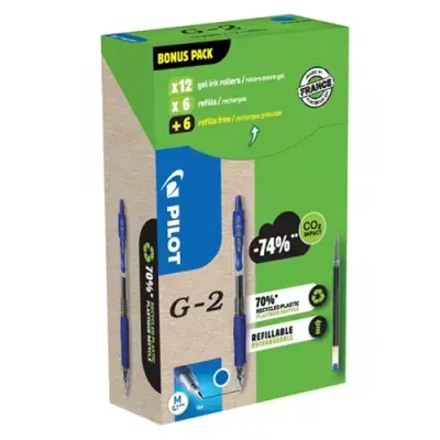 Pilot G-2 GREEN PACK Retractable gel pen Medium Blue 12 pc(s) - Thumbnail 2