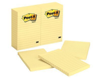 Post-It Notes 4 in x 6 in Canary Yellow Lined 12 Pads/Pack