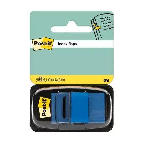 Post-it Index Flags Repositionable 25x43mm 12x50 Tabs Blue (Pack 600) 7100089834 - Image 1