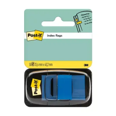 Post-it Index Flags Repositionable 25x43mm 12x50 Tabs Blue (Pack 600) 7100089834