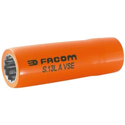 Facom 1/2" Drive 1000v Insulated Bi Hexagon Deep Metric Socket 1/2" 12mm