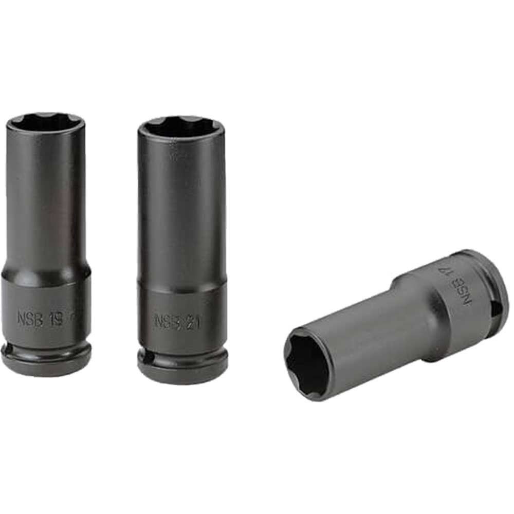 Facom 3 Piece 1/2/" Drive Deep Hexagon Wheel Nut Impact Socket Set Metric 1/2" - Image 1