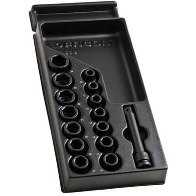 Facom 15 Piece 1/2" Drive Hexagon Impact Socket Set Metric in Module Tray 1/2"