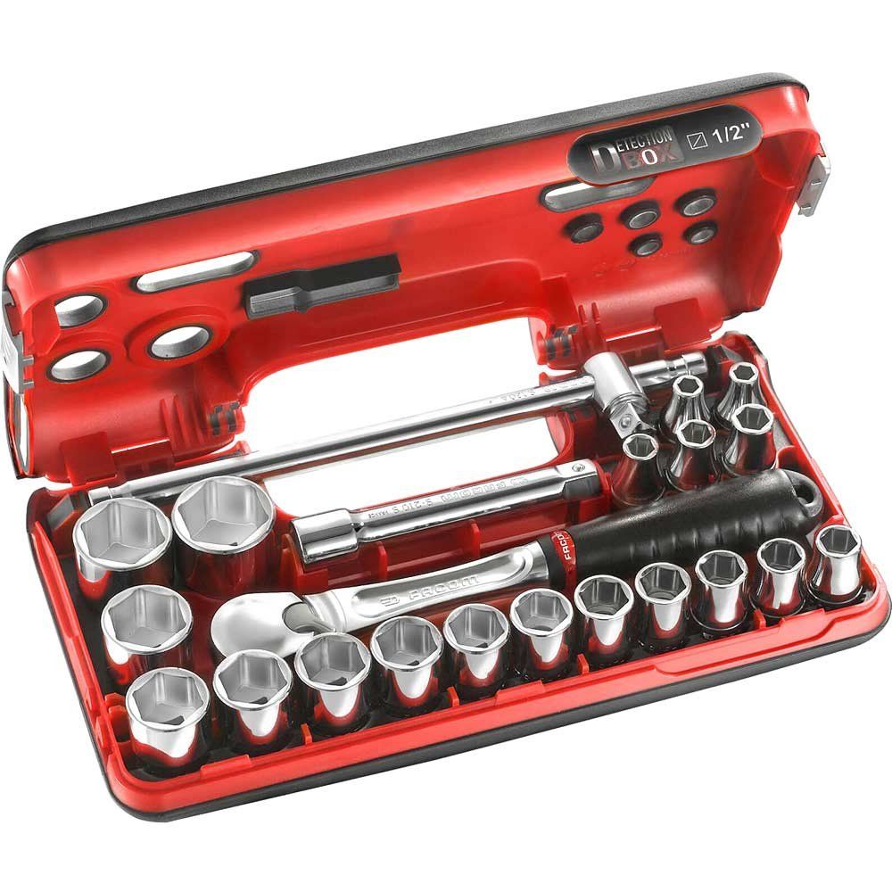 Facom 22 Piece 1/2" Drive Socket Set Metric in Detection Box 1/2" - Image 1