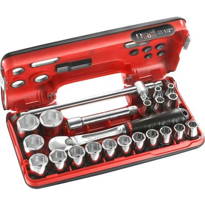 Facom 22 Piece 1/2" Drive Socket Set Metric in Detection Box 1/2"