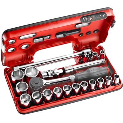 Facom 18 Piece 1/2" Drive Hex Socket Set Metric in Detection Case 1/2"