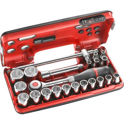 Facom 22 Piece 1/2" Drive Socket Set Metric in Detection Box 1/2"