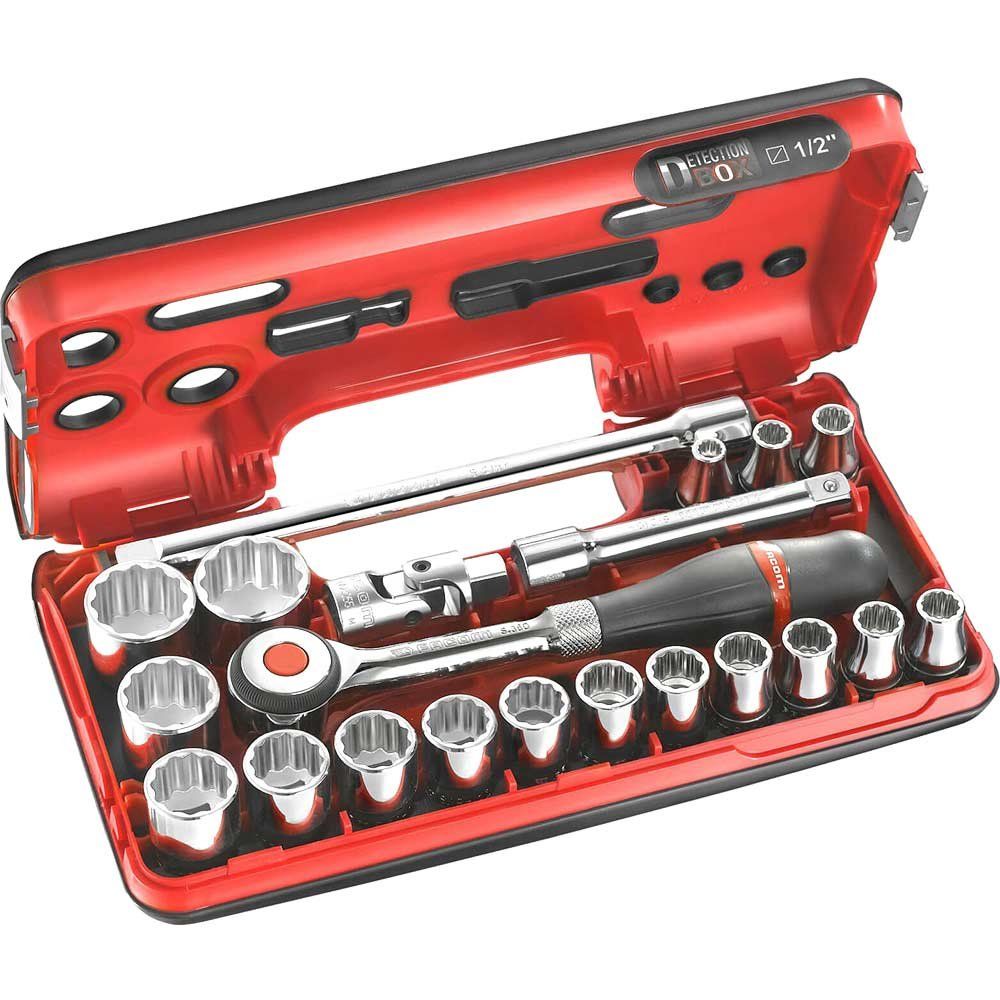 Facom 21 Piece 1/2" Drive Bi Hex Socket Set Metric in Detection Box 1/2" - Image 1