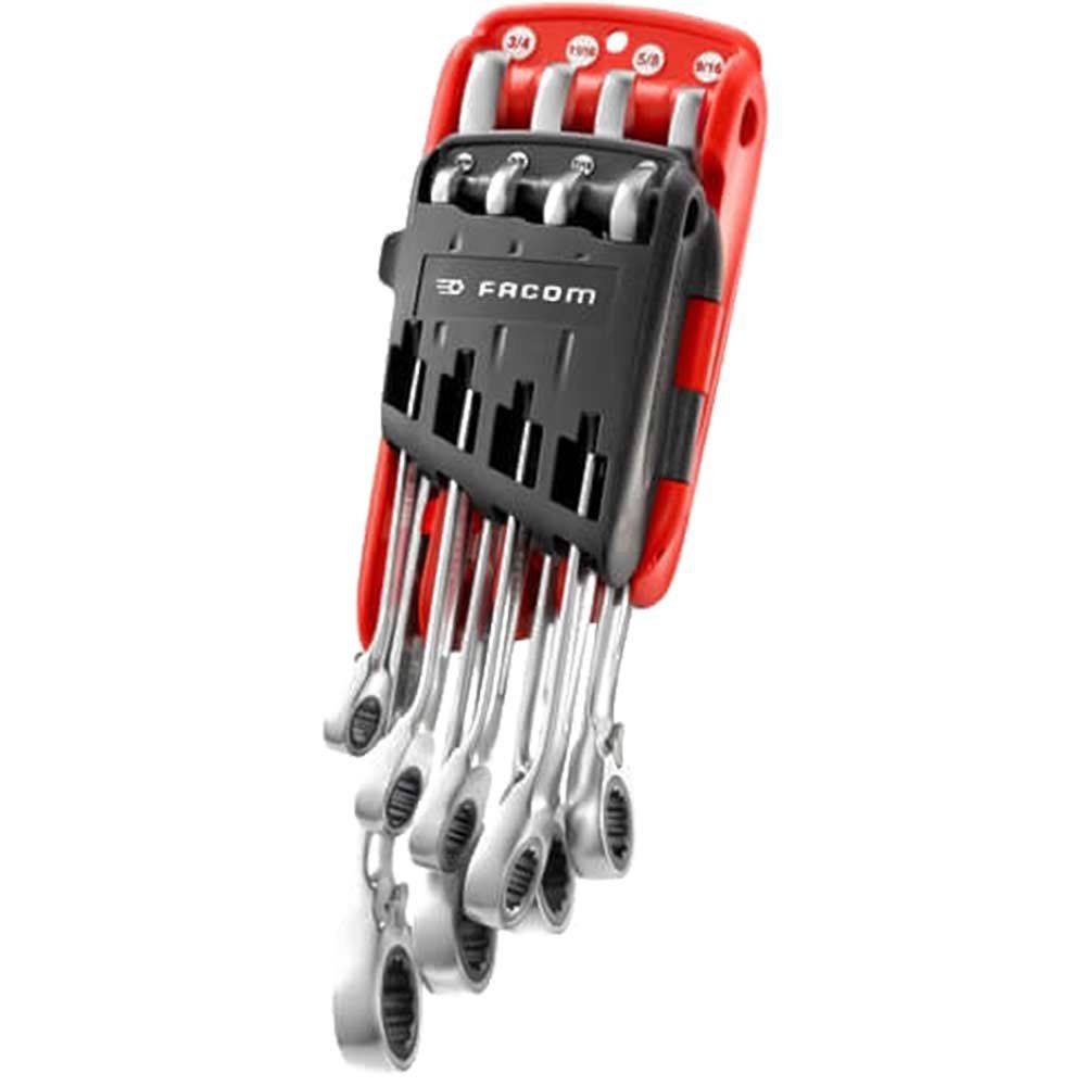 Facom 467 8 Piece Ratchet Combination Spanner Set Imperial - Image 1