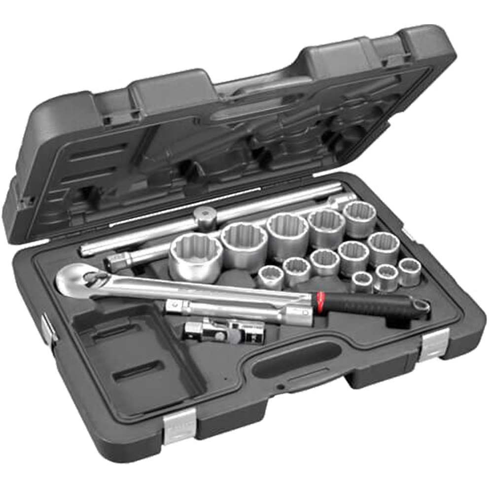 Facom 18 Piece 3/4" Drive Dust Proof Ratchet and Bi Hex Socket Set Metric 3/4" - Image 1