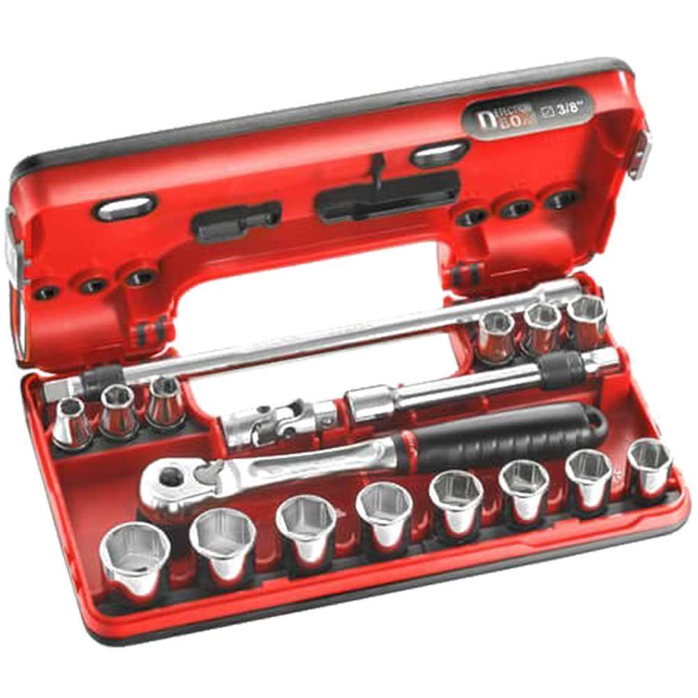 Facom 18 Piece 3/8" Drive Hex Socket Set Metric in Detection Box 3/8" - Image 1