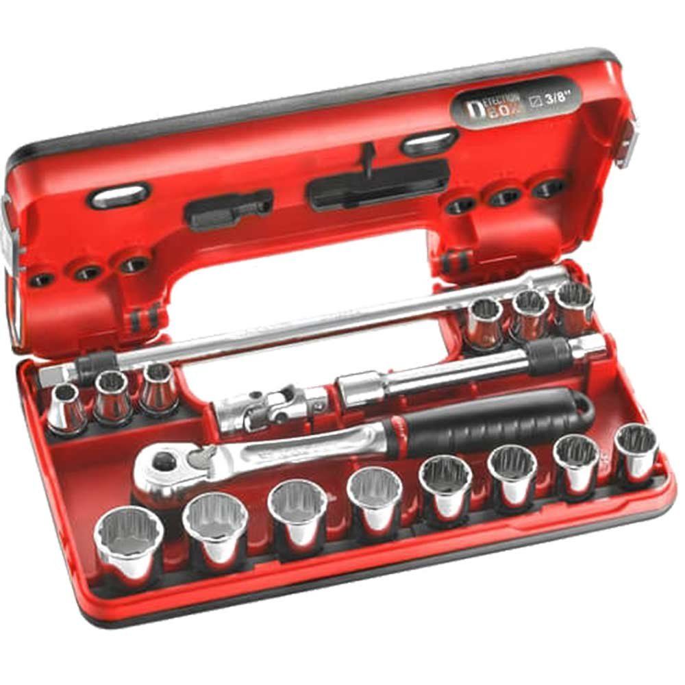 Facom 18 Piece 3/8" Drive Bi Hex Socket Set Metric in Detection Box 3/8" - Image 1